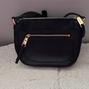 Michael Kors Black Pebble Leather Crossbody with Gold Hardware